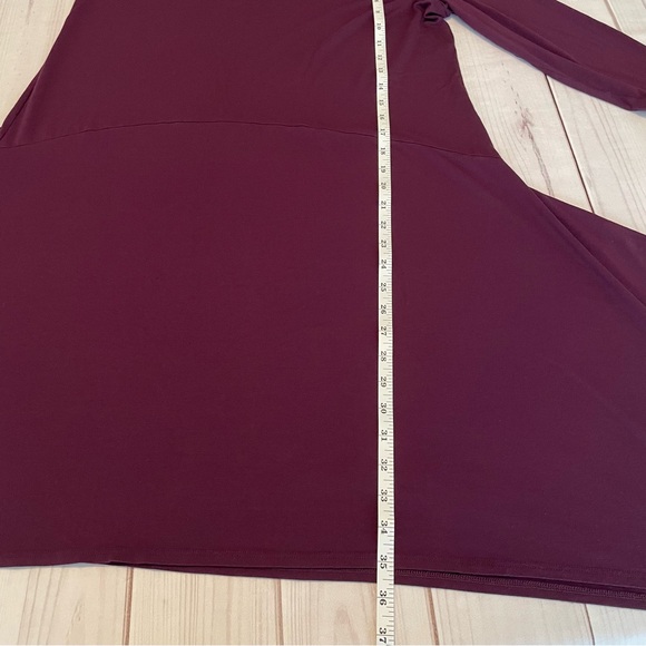 Eileen Fisher Tunic Dress Women’s L Purple Burgundy Flowy 3/4 Sleeve Relaxed Fit - Picture 12 of 15